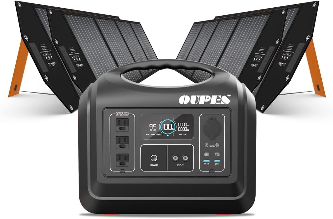 Portable Power Station LiFePO4 Battery with 2 X100W Solar Panel L96809