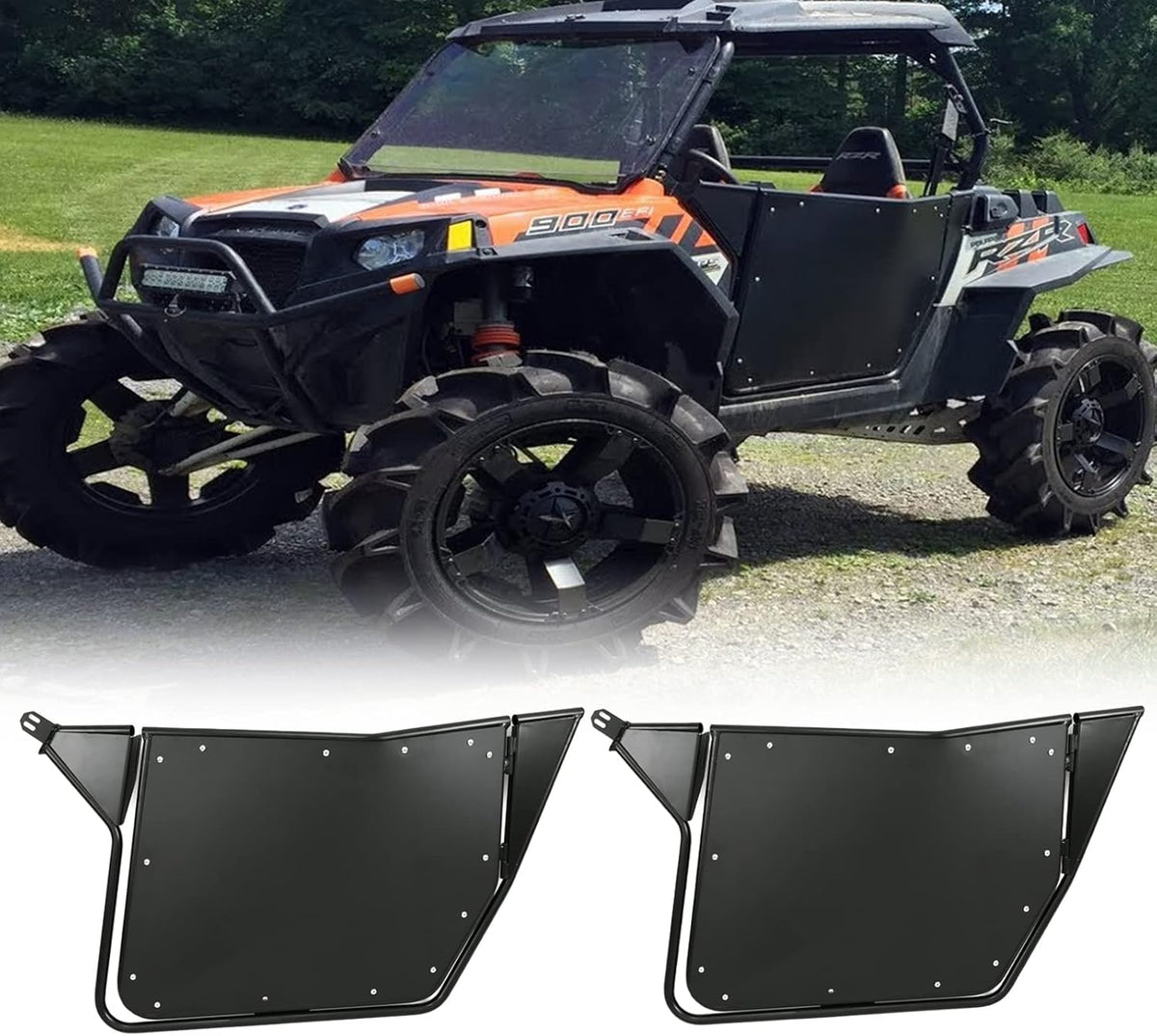 2 Pcs Metal Doors For Polaris RZR 800 S 800 RZR 570 XP 900, UTV Dual Stage Slam Latch 2 Door Models 1 Pair (Black) C7036