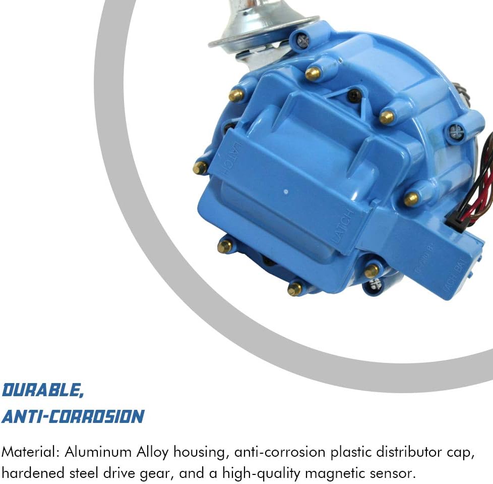 HEI Ignition Distributor for Small Block Ford 351W 5.8L 8 Cylinder with Blue Cap Pack of 2 H7943