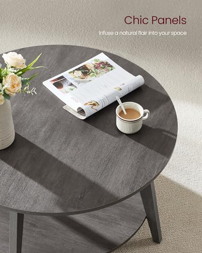 Round Coffee Table, 2 Tier, 31.5 x 17.7 Inches, Honey Brown Q5080