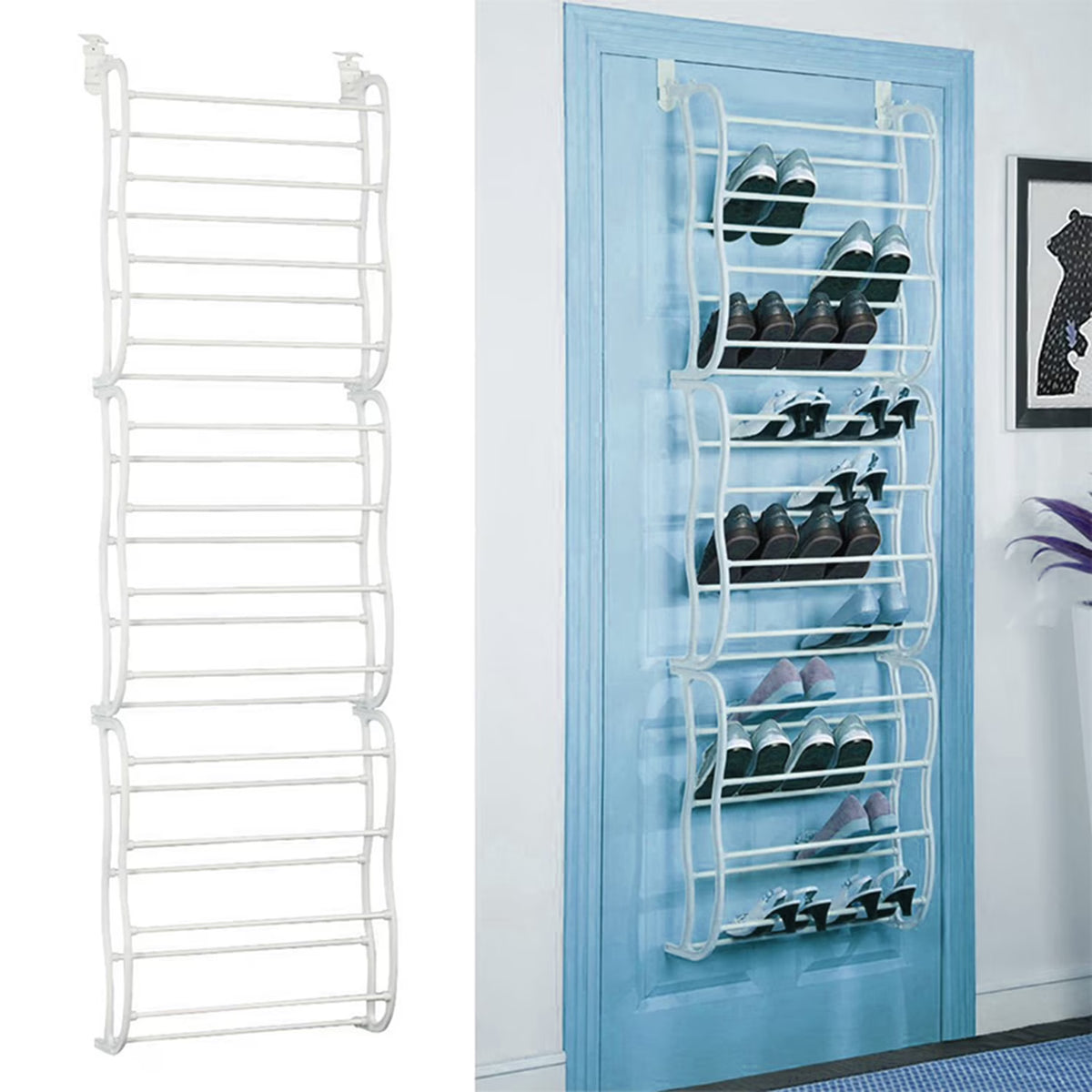 White 12-Tier Wall Hanging Shoe Organizer S95312