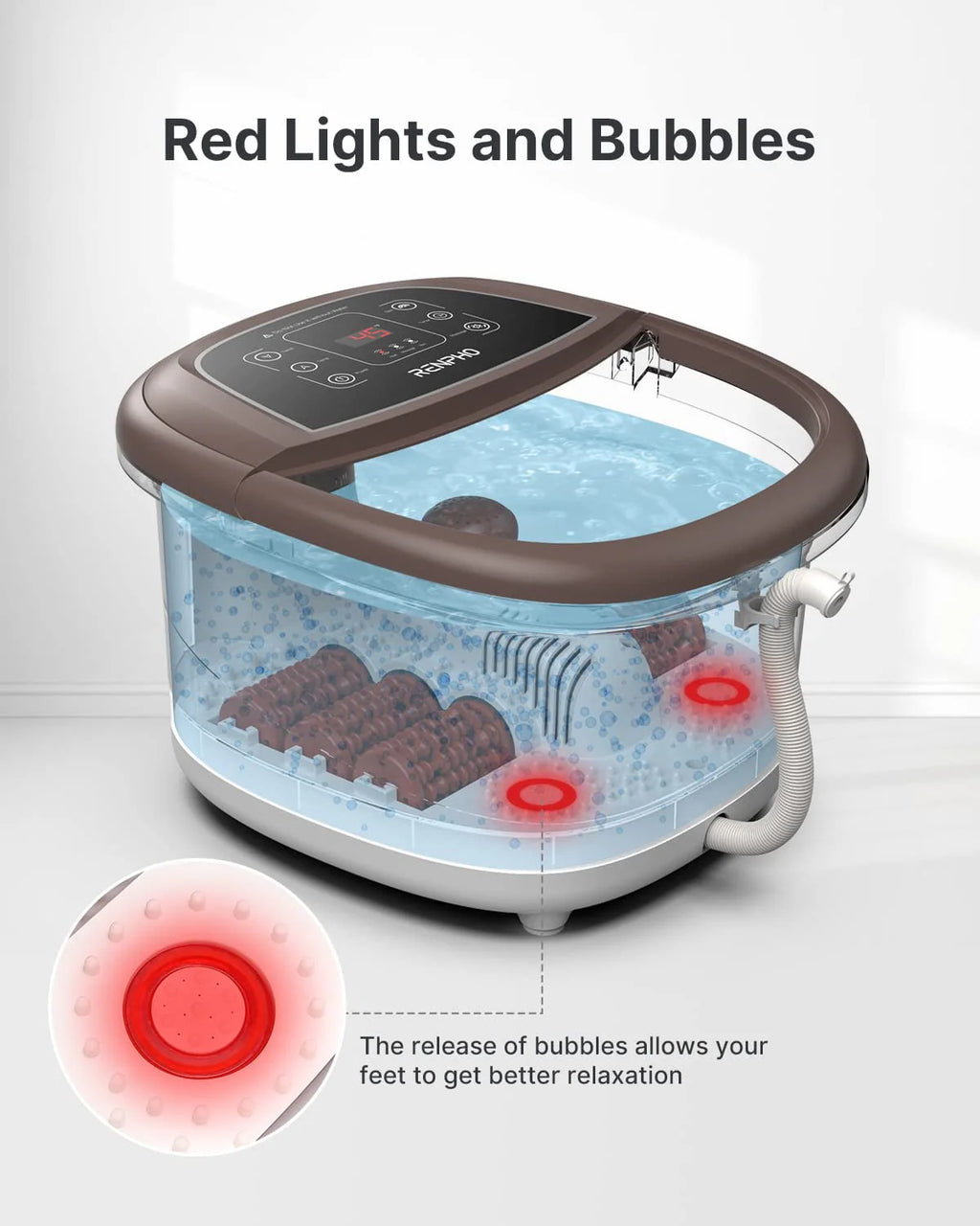 Foot Spa Bath Massager with Heat Bubbles Massage F8573