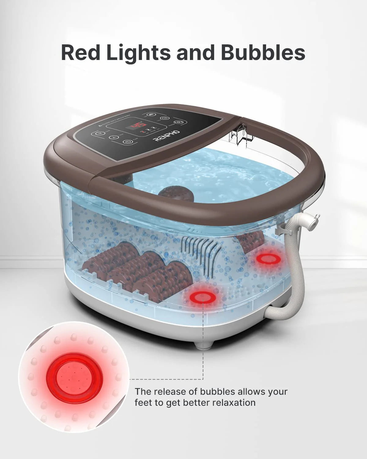 Foot Spa Bath Massager with Heat Bubbles Massage F8573