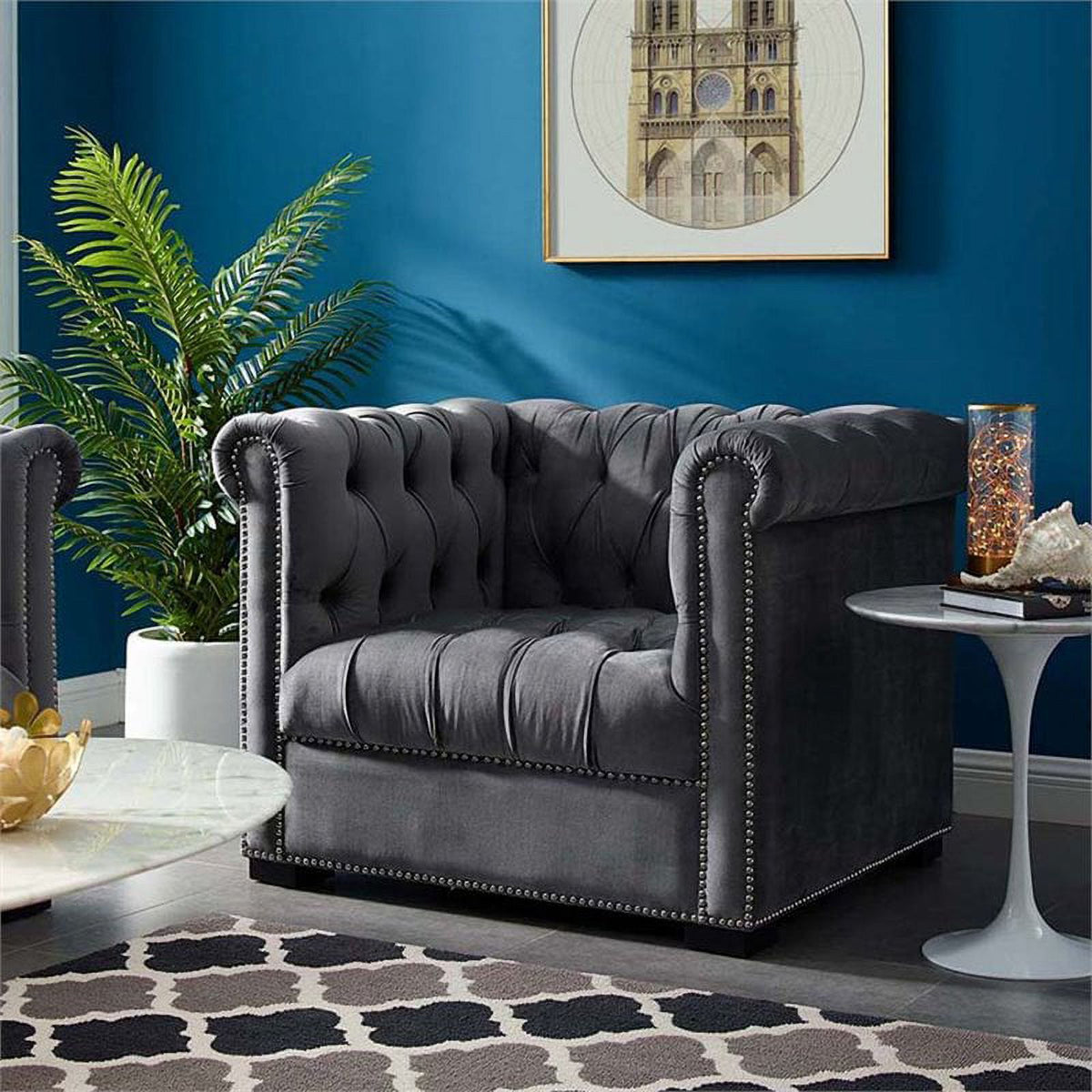 Gray Velvet Accent Chair H3654
