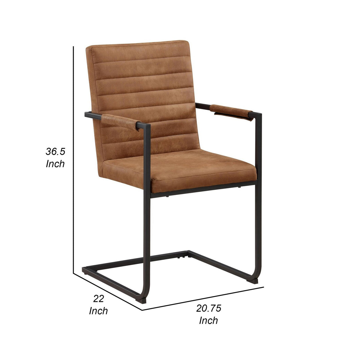 Vegan Leather Armchair with Cantilever Base, Brown & Black, Set of 2 N780307