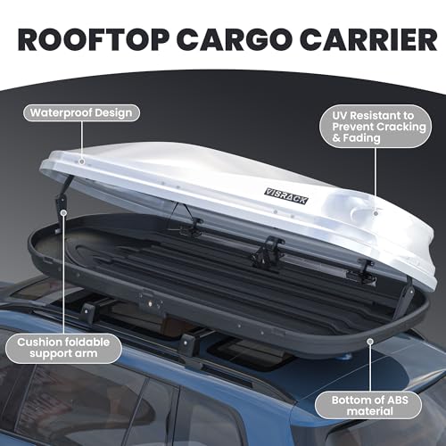 White 21 Cubic Feet Rooftop Cargo Box Carrier with Dual Side Opening G294