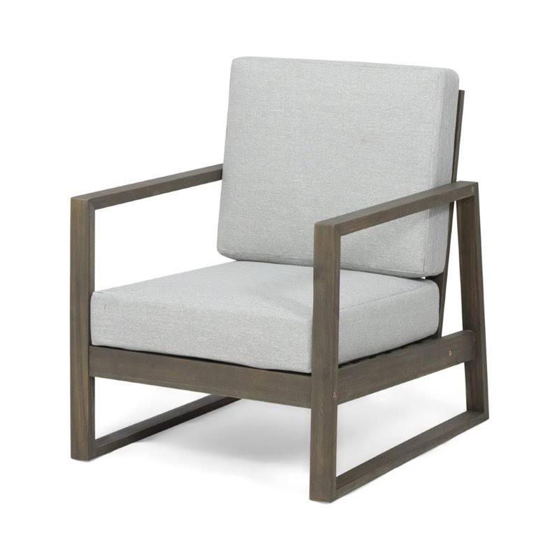 Acacia Wood Club Chair in Gray (Set of 2) E150