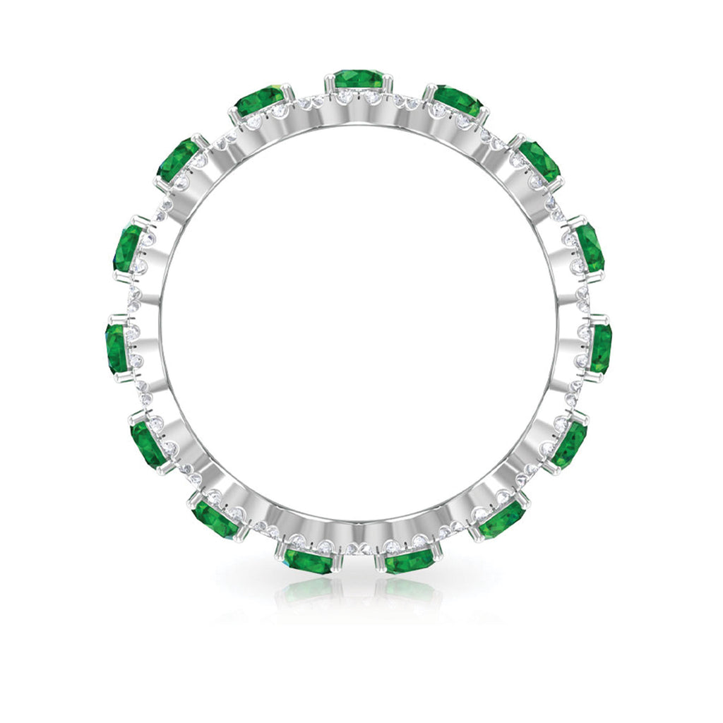 3.25 CT Created Emerald and Zircon Eternity Ring, 925 Sterling Silver, US 4.00 P84093