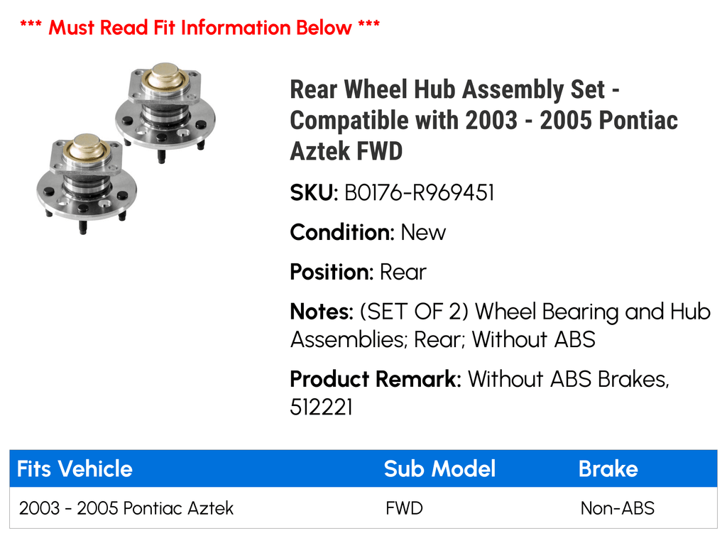 Rear Wheel Hub Assembly Set M99681