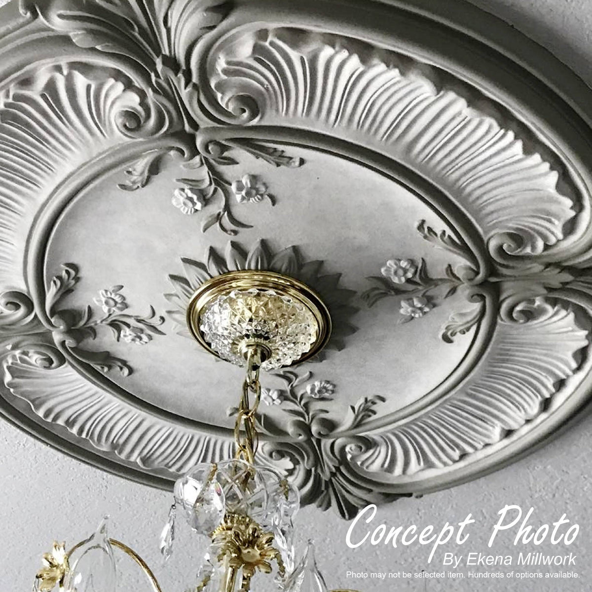 23 7/8x22OD x 4x22ID x 2 1/8x22P Ceiling Medallion, Hand-Painted Ultra Pure White Y357