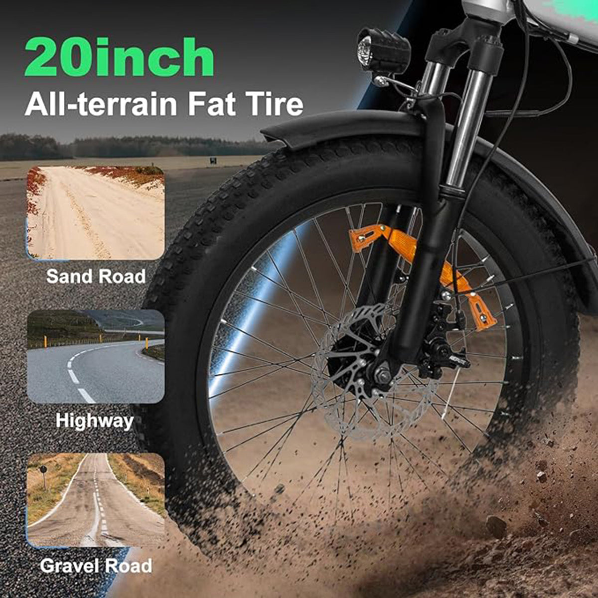 Electric Bike 20.8Ah Battery 500W 7 Speed 20 x 3.0 Fat Tire LCD Display C38019