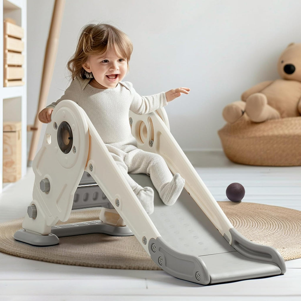 Toddler Slide Set, 2 in 1 Kids Slide with Climber and Basketball Hoop Z899