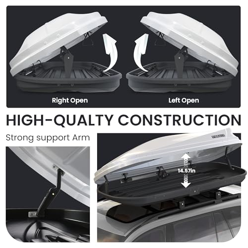 White 21 Cubic Feet Rooftop Cargo Box Carrier with Dual Side Opening G294