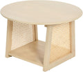 Natural Cane and Solid Mango Wood Round Coffee Table N8512
