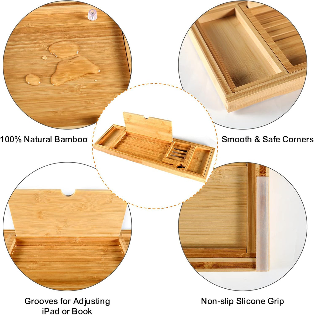 Bamboo Bathtub Caddy Tray with Extending Sides F87053