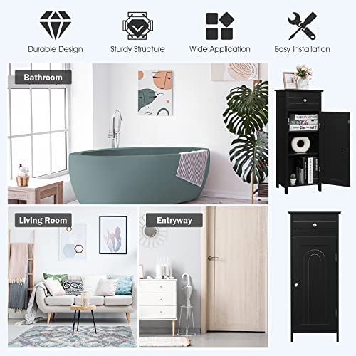 Black Large Bathroom Storage Cabinet O106
