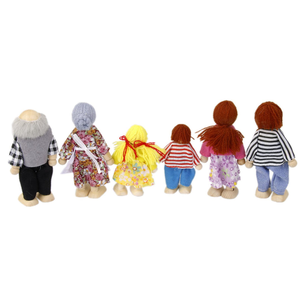 6-Pieces Wooden Doll Family for Dollhouse, 1:12 Scale S52850