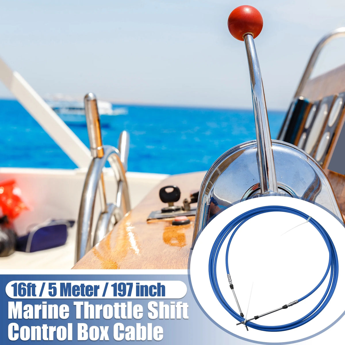 2pcs 16ft Marine Type Throttle Shift Remote Control Box Cable for Yamaha Outboard Engine Boat N65765