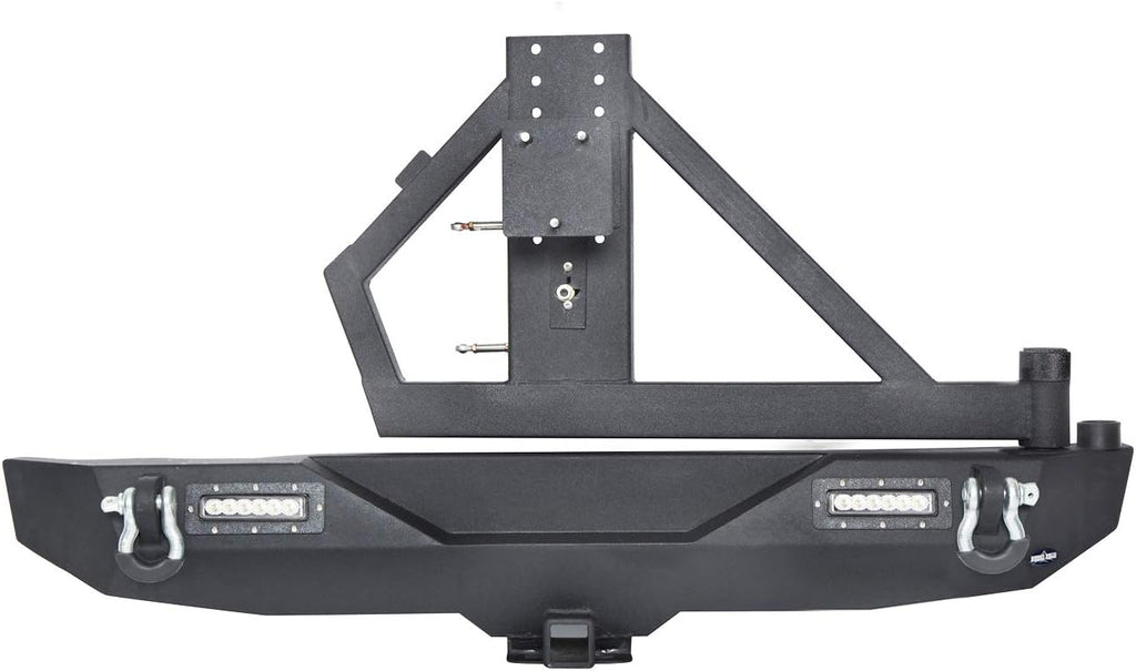 Front & Rear Bumpers Combo with Winch Plate & Spare Tire Carrier & LED Lights & D Rings A689