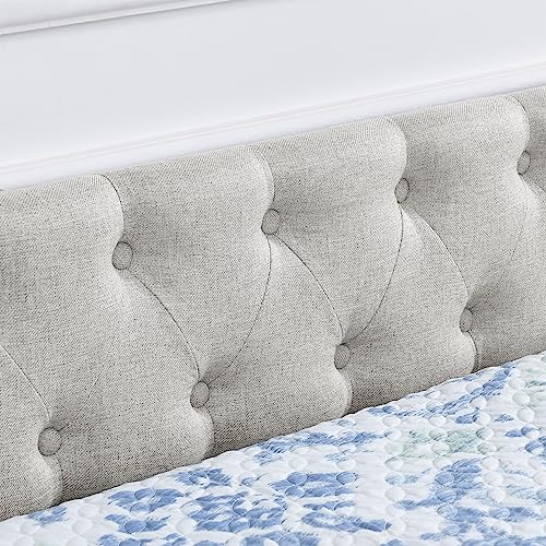 Beige Fabric Queen Size Upholstered Daybed with Drawers Y2370