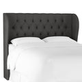 Tufted Wingback Headboard Dark Gray Velvet C4815