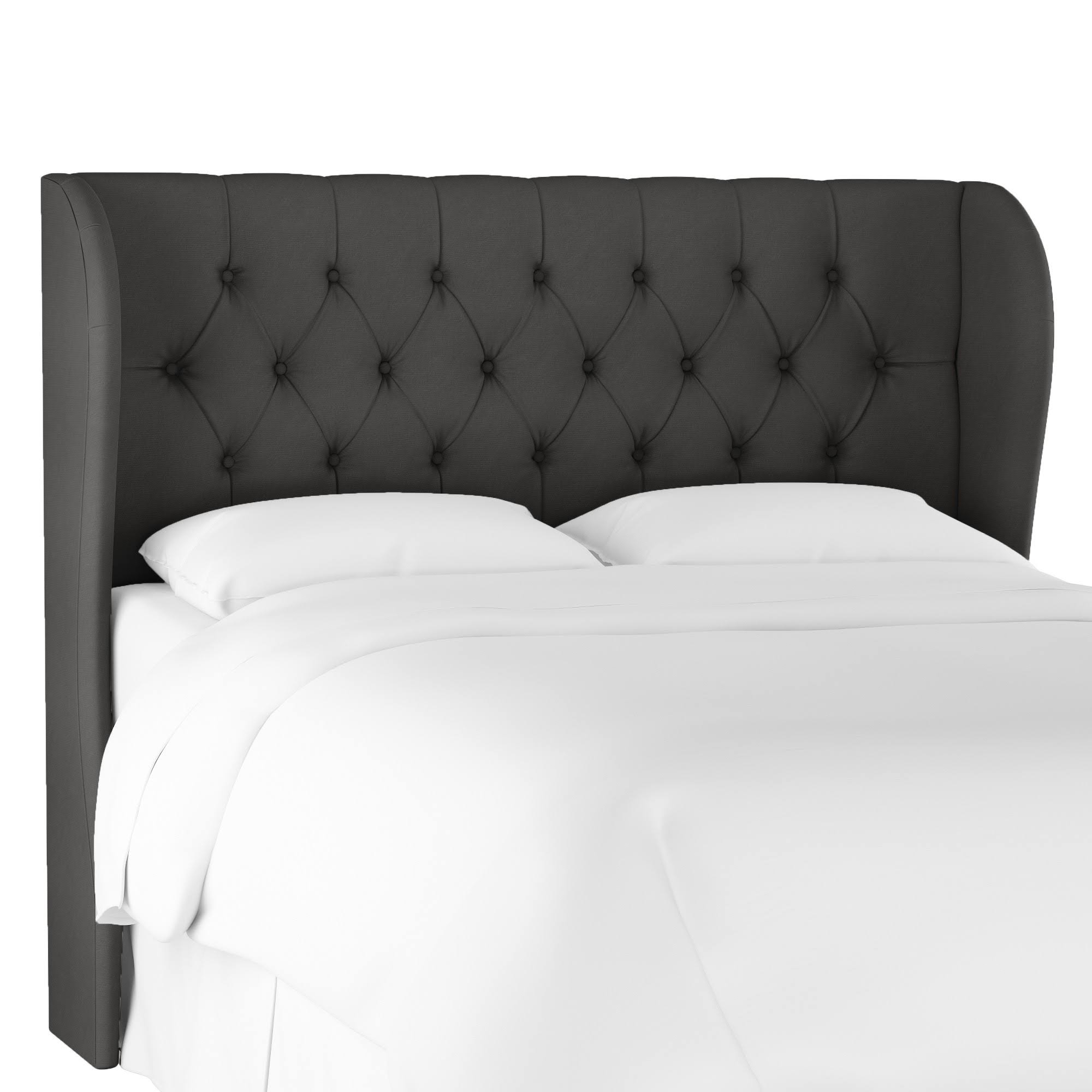Tufted Wingback Headboard Dark Gray Velvet C4815