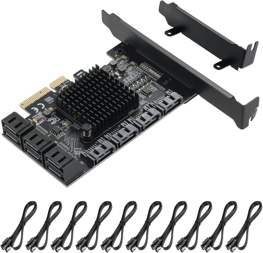 4X 16 SATA Port PCIe Card with 16 SATA Cables N646371