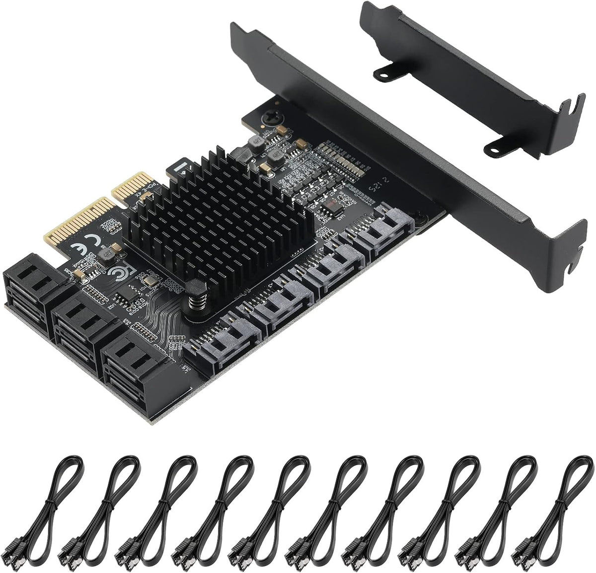 4X 16 SATA Port PCIe Card with 16 SATA Cables N646371