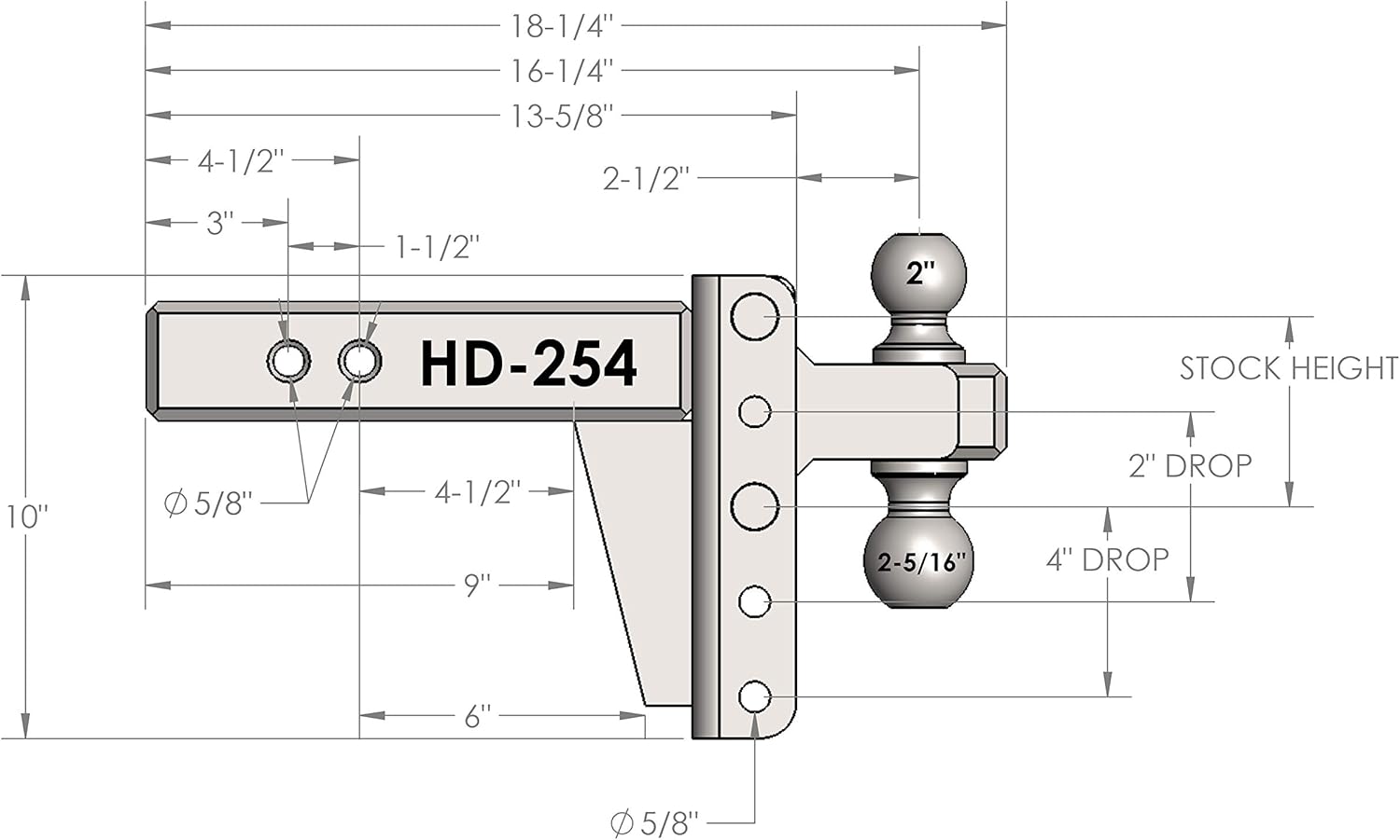 2.5" Adjustable Heavy Duty Trailer Hitch with Dual Ball A23006