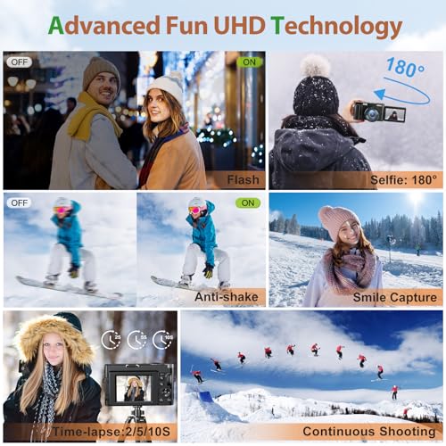 48MP 4K Digital Camera with 3'' 180° Flip Screen 16X Zoom N2723
