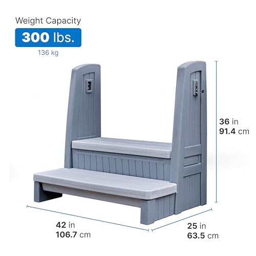 Gray 2-Step Storage Stool with Handrails O5622