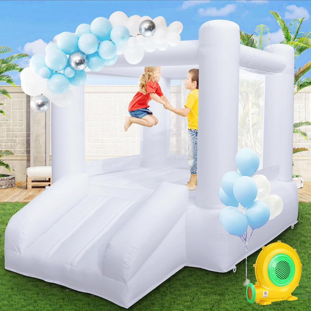 Small White Bounce House with Slide O8127