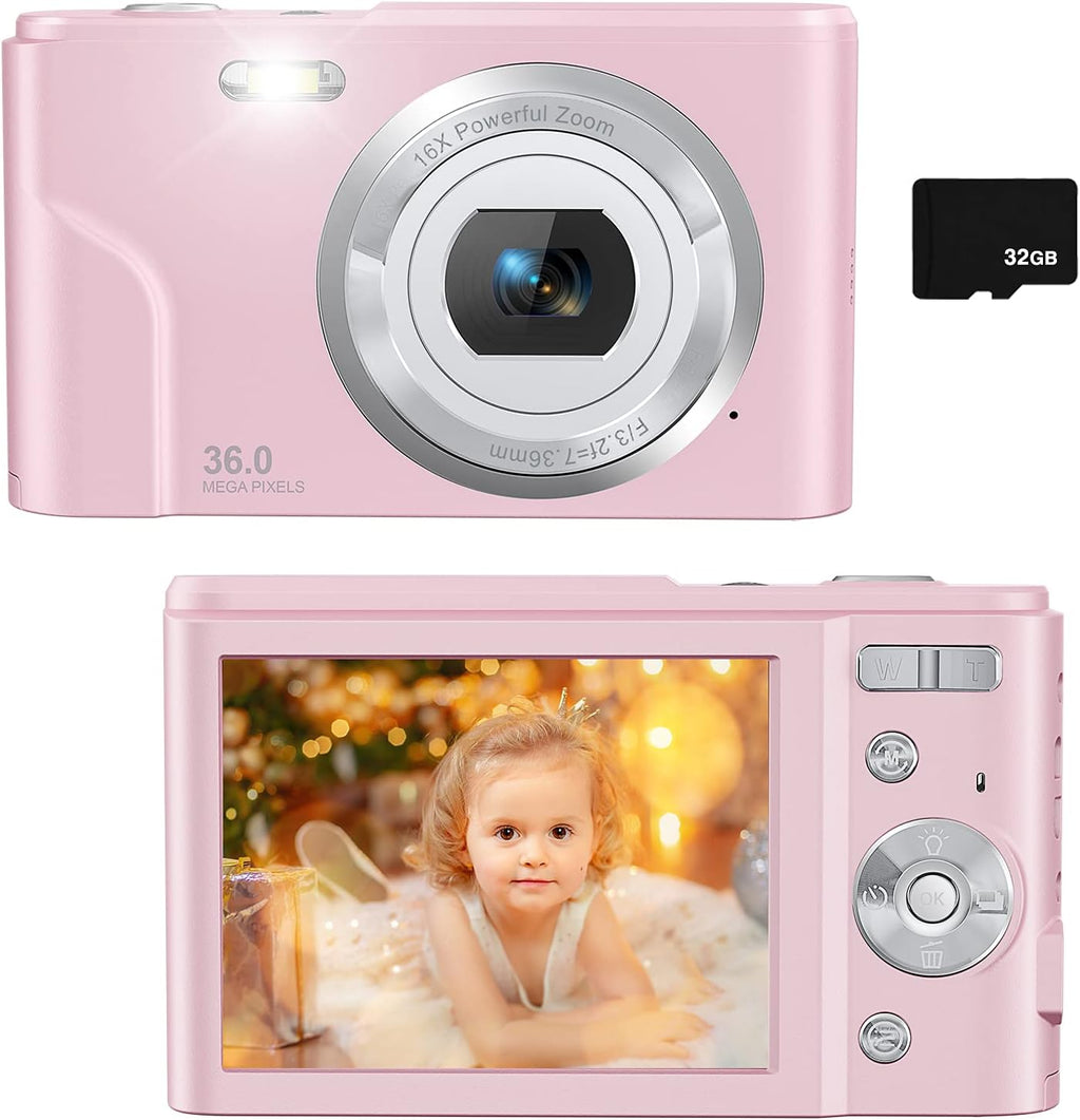 36MP Full HD 1080P Rechargeable Digital Camera with 32GB SD Card (Green) N68208