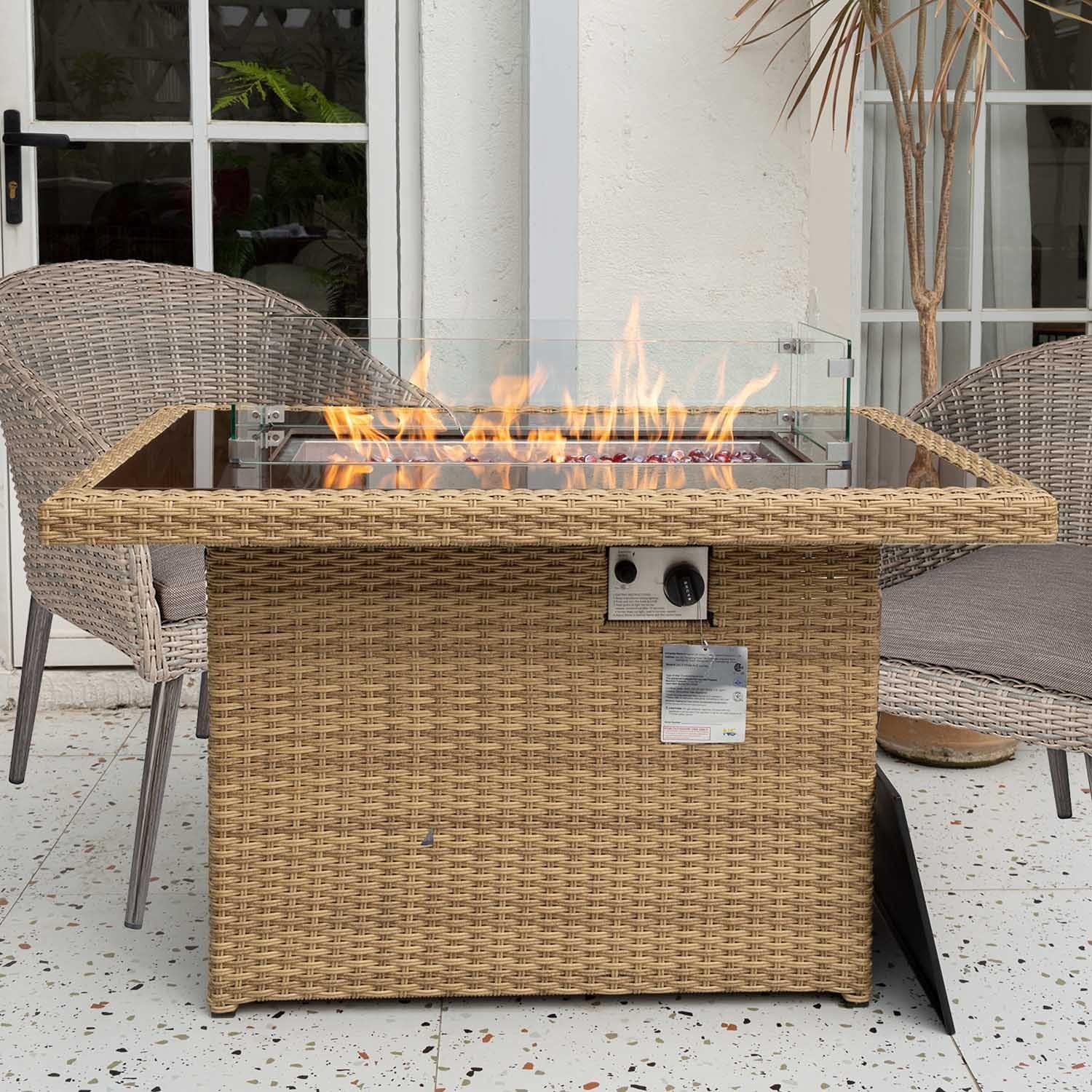 Rectangle Propane Fire Table 55,000 BTU with 8mm Tempered Glass Top A979148