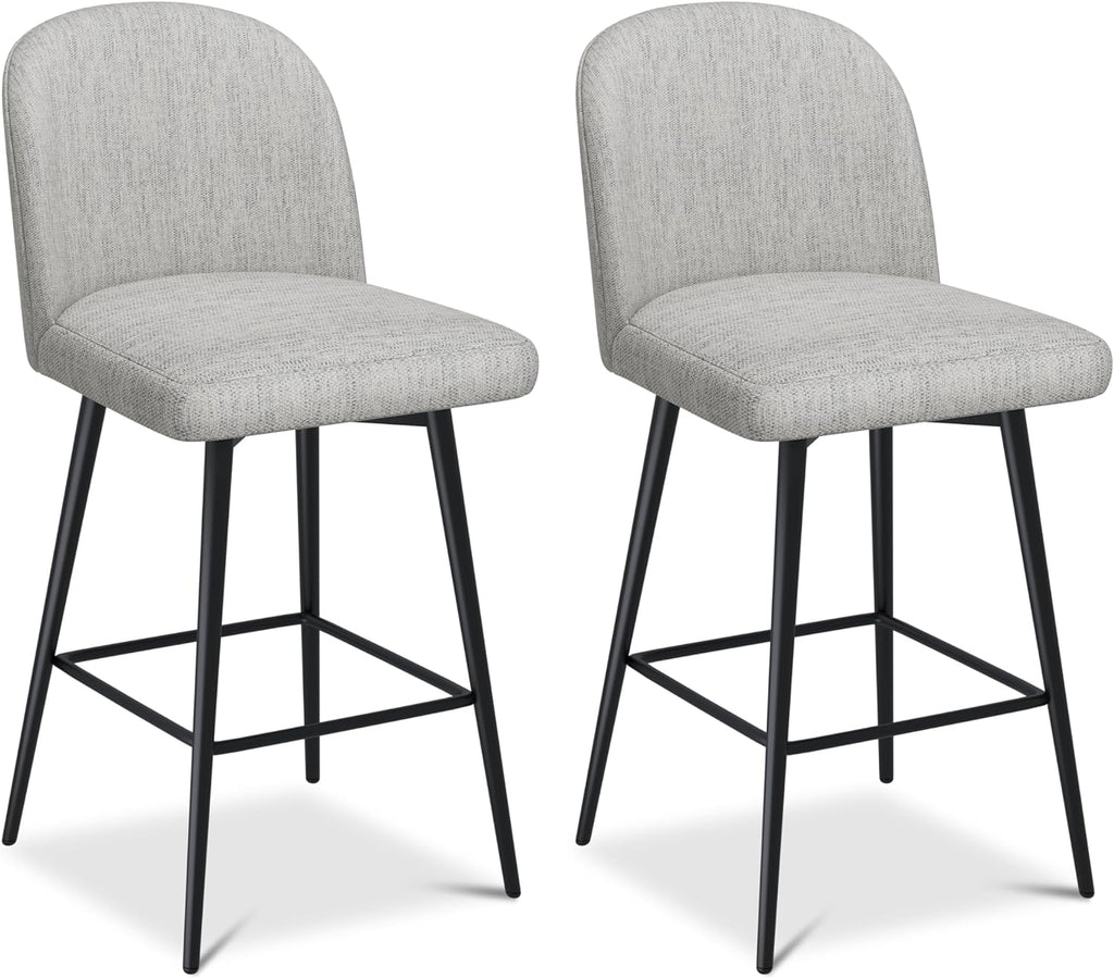 26 Inch Upholstered Bar Stools Set of 2 with Metal Legs Y538809