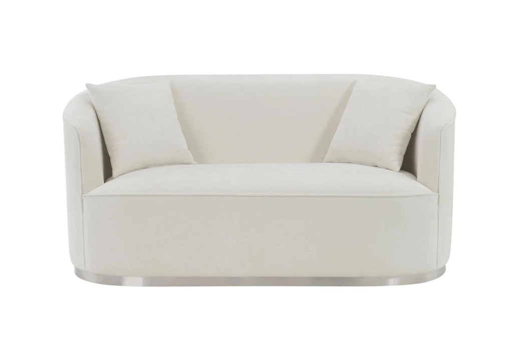 Beige Chenille Loveseat with 2 Pillows R20011