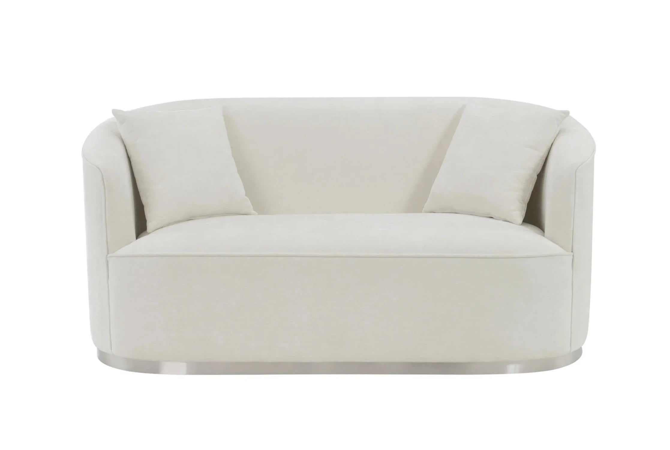 Beige Chenille Loveseat with 2 Pillows R20011