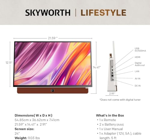 24-Inch Portable Smart Screen with Google TV, 3-Hour Battery Life, 1080P FHD, Matte Screen, HDR10, Dolby Audio, LED, Bluetooth M8139