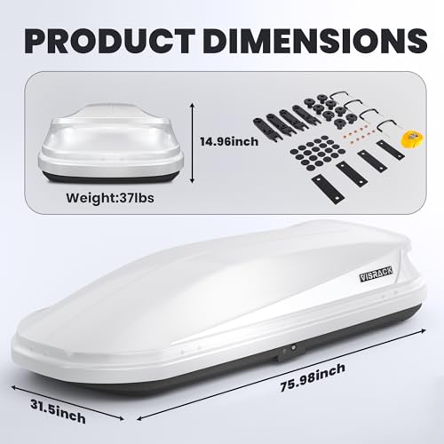 White 21 Cubic Feet Rooftop Cargo Box Carrier with Dual Side Opening G294