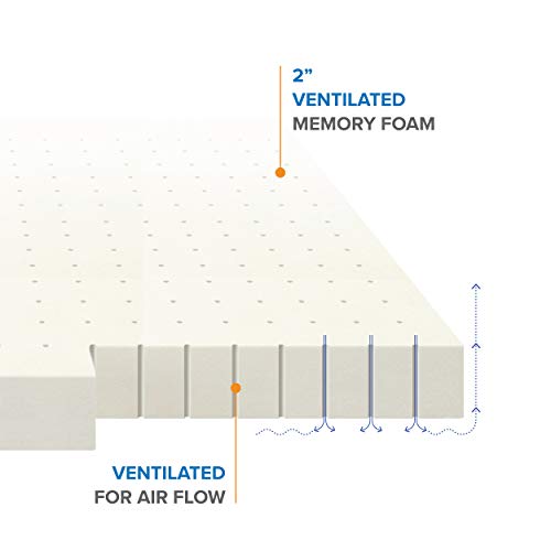 2.5 Inch Ventilated Memory Foam Mattress Topper Short Queen White E508491