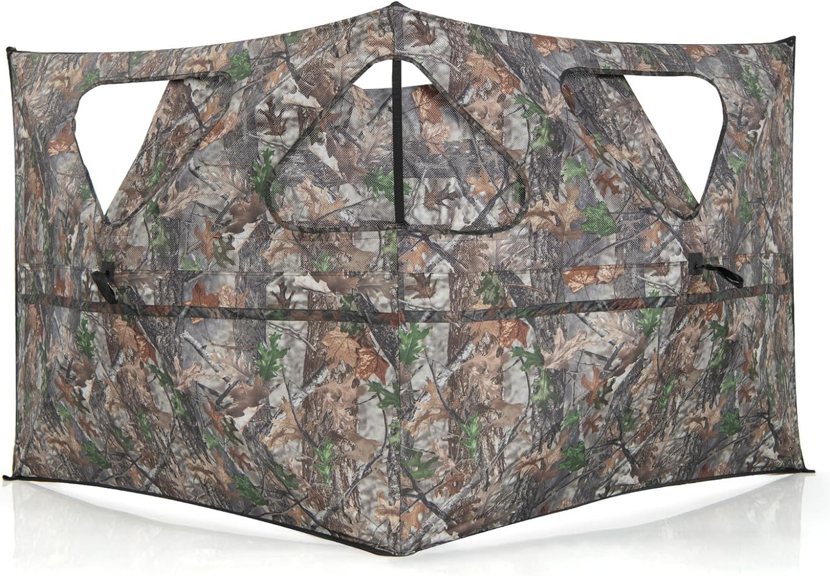 2-Panel Pop Up Ground Hunting Blind with 3 Through Ports D407