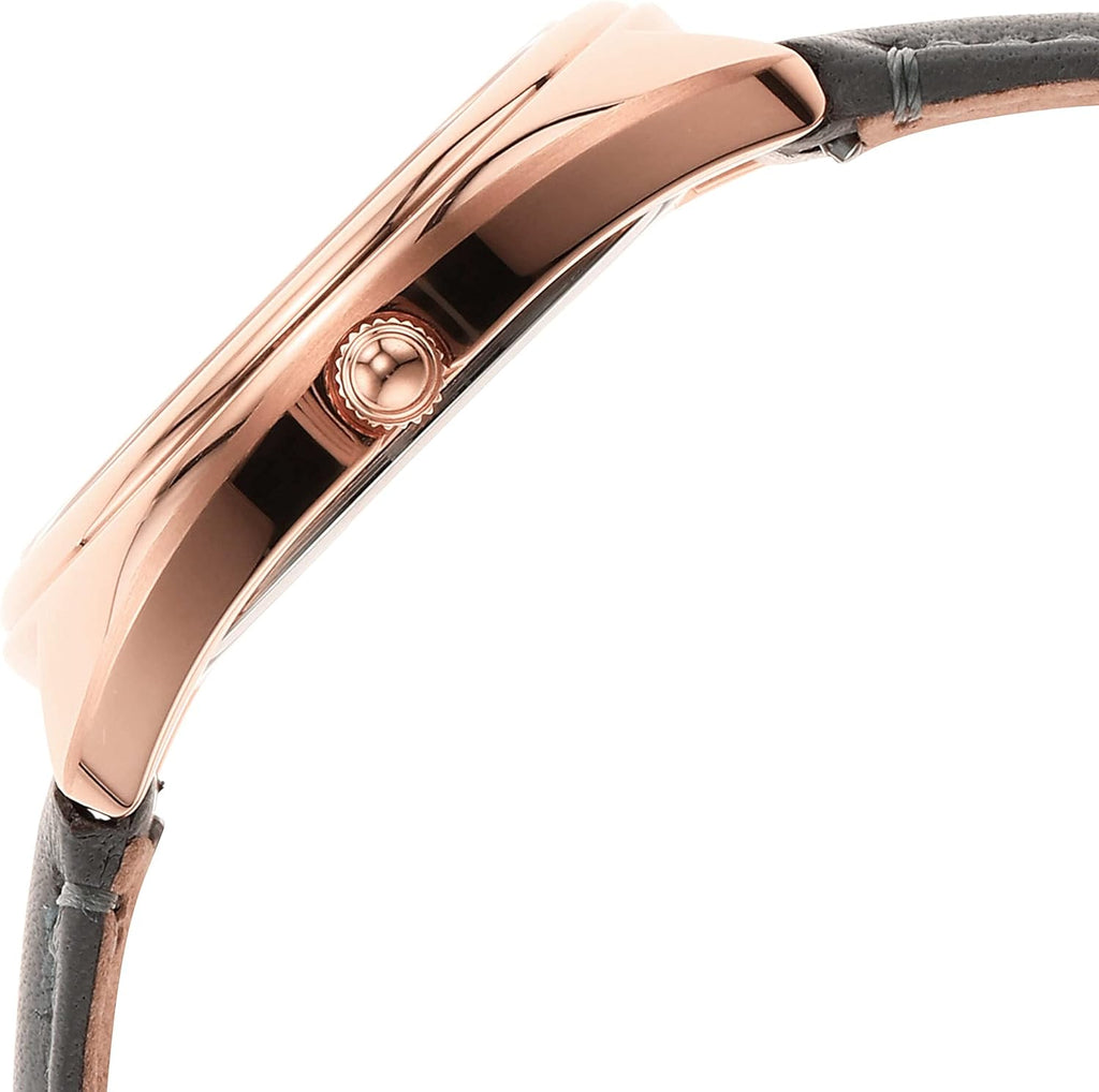 Rose Gold Grey Quartz Stainless Steel and Eco-Leather Three-Hand Watch C778011