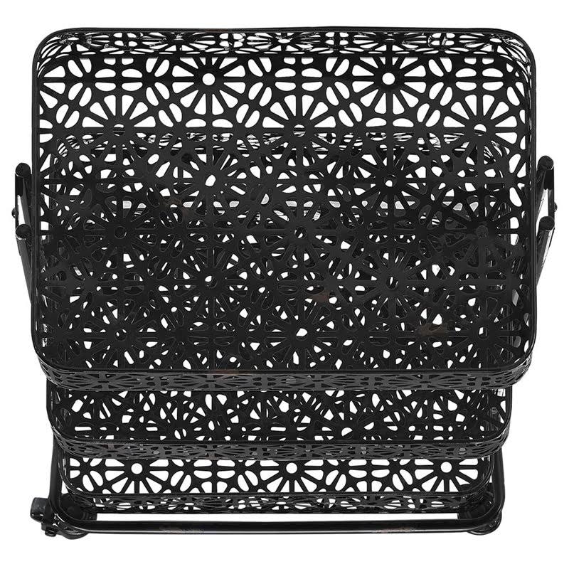 3 Tier Metal Serving Cart in Distressed Glossy Black X44837