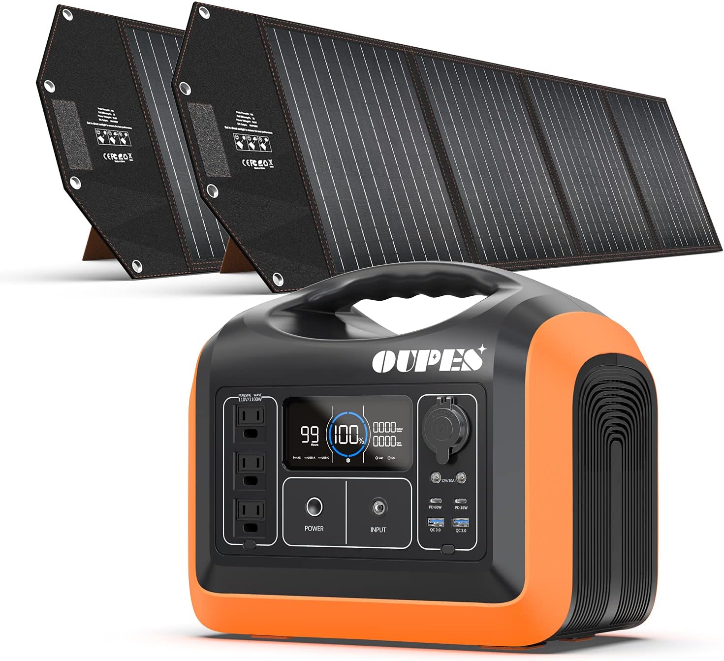 Portable Power Station LiFePO4 Battery with 2 X100W Solar Panel L96809