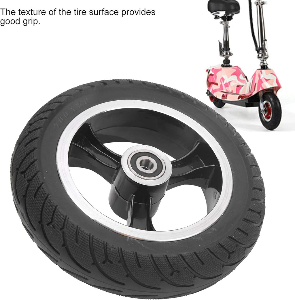 8in 200x50 Aluminium Alloy Front Solid Wheel Non-Pneumatic Tire with Hub, Pack of 2 O1758