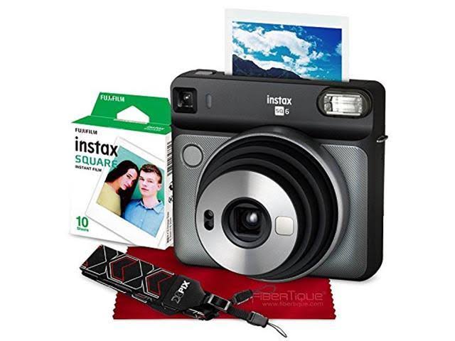 Graphite Gray Instant Film Camera with 20 Sheets Film and Camera Strap L2612