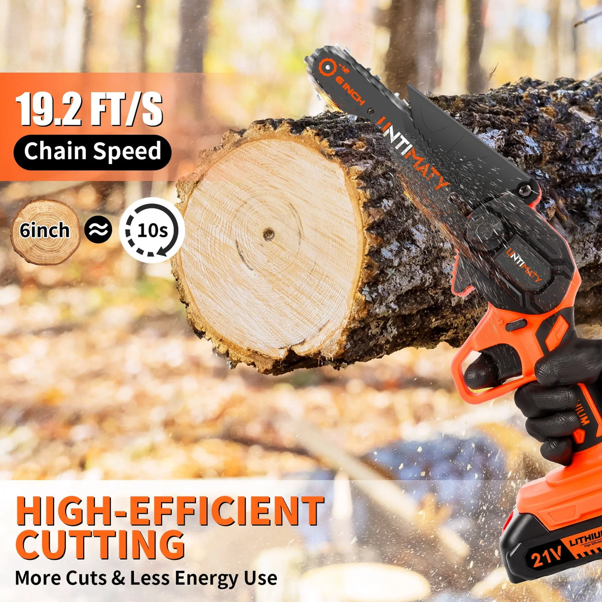6-Inch Cordless Handheld Chainsaw with 2 Batteries 2 Chains T673