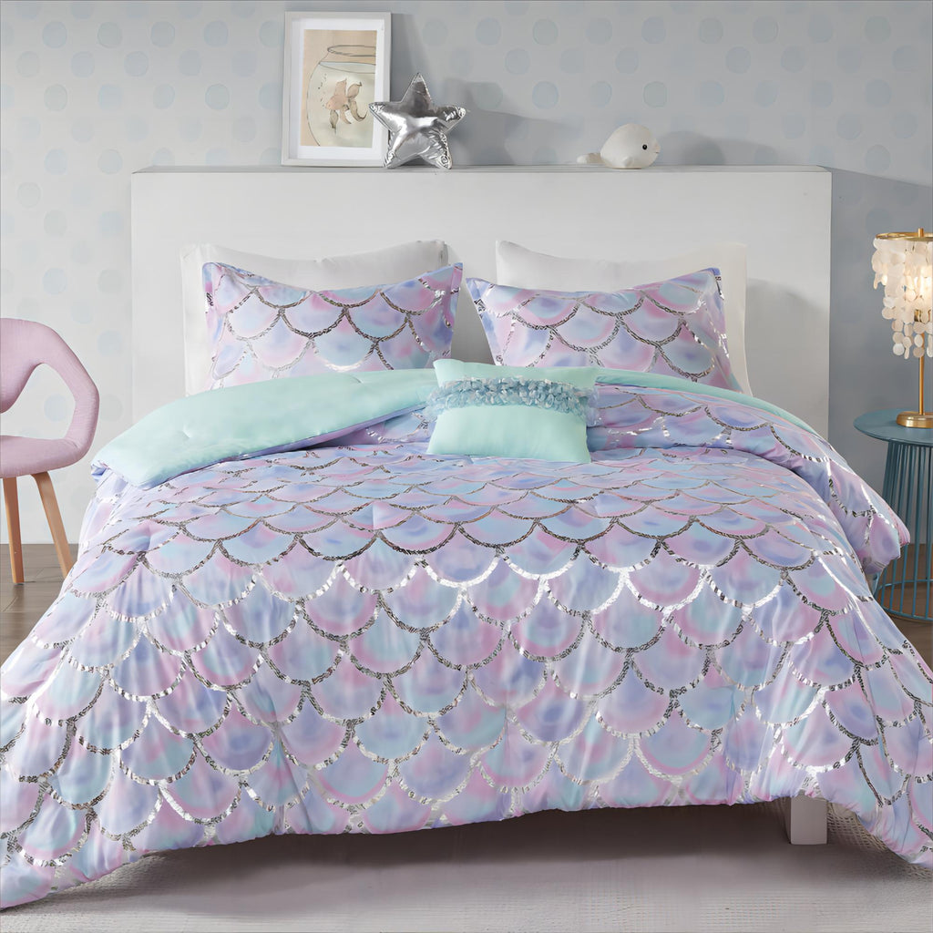 Twin/Twin XL 3-Piece Reversible Comforter Set with Decor Pillow M987