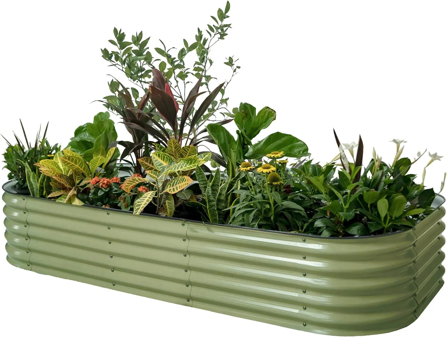 17" 10 in 1 Modular Metal Raised Gardening Bed Olive Green I15191