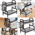 Adjustable 2-Tier Large Dish Drying Rack with Cutting Board Holder E36880